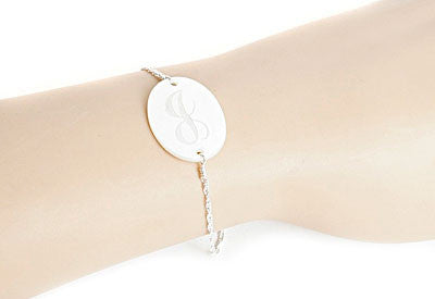 Medium Mother of Pearl Oval Engraved Bracelet