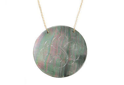 Large Round Engraved Shell Necklace