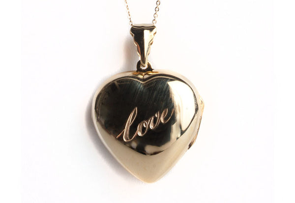 Large Engraved Smooth Heart Locket