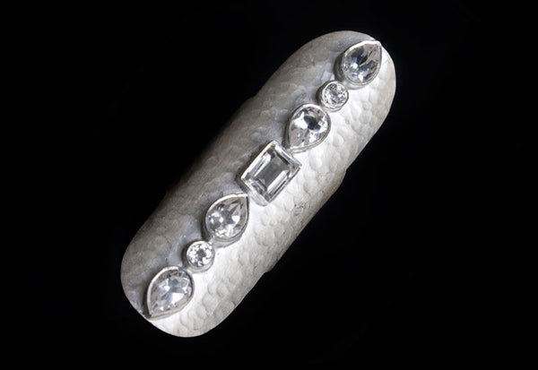 Hammered Ring w/geometric gemstones