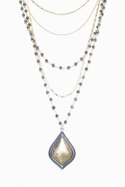 Multi Strand Necklace w/Moroccan Drop
