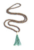 Wood Beaded Small Heishi Tassel Necklace