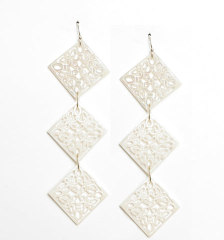 Triple Diamond Shell Earrings Triple Diamond Shell Earrings