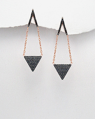 Black Rose Diamond Bucket Earrings