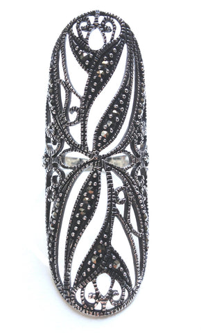 Long Marcasite Lace Ring
