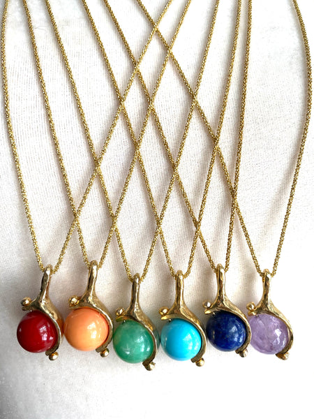 Spinning Globe Gemstone Necklace
