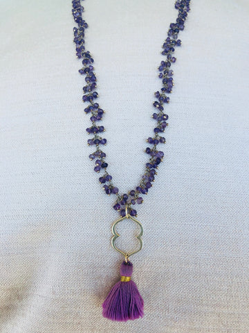 Amethyst Third Eye Chakra Cluster Chain Necklace