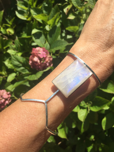 Modern Rainbow Moonstone Cuff