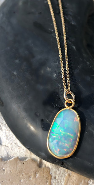 Opal Solitaire Necklace
