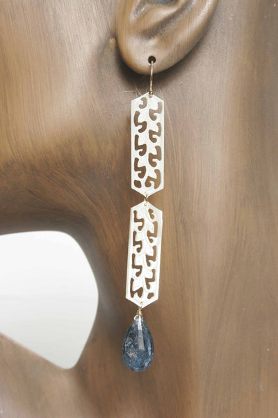 Long Shell Earrings with Gem Drop