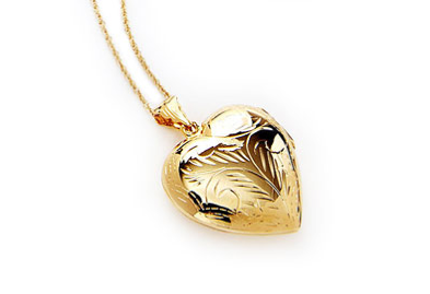 Large Etched Heart Locket