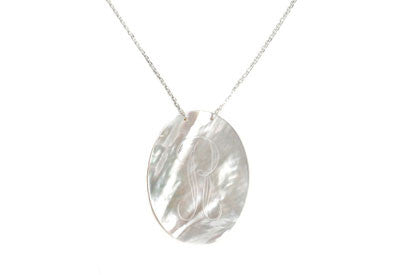 Large Oval Engraved Shell Necklace