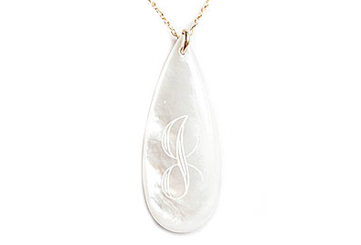 Large Teardrop Engraved Shell Necklace