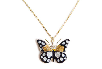 Small Black & White Butterfly Necklace