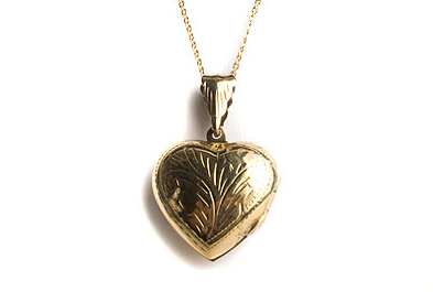 Small Etched Heart Locket